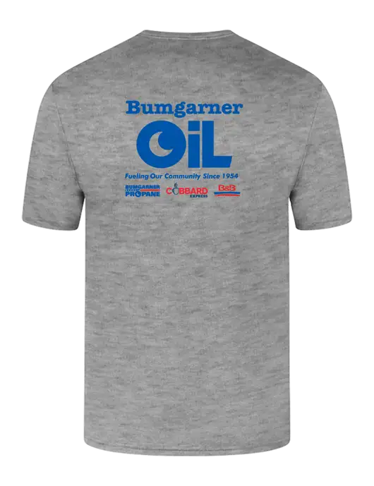Core Blend Medium Grey Heather Pocket T-Shirt w/Bumgarner Oil Logo, Bumgarner Oil Logo