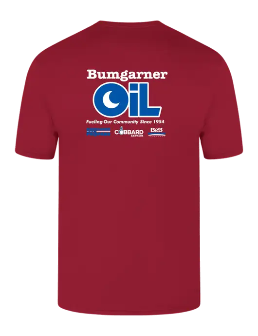 Core Blend Red Pocket T-Shirt w/Bumgarner Oil Logo, Bumgarner Oil Logo