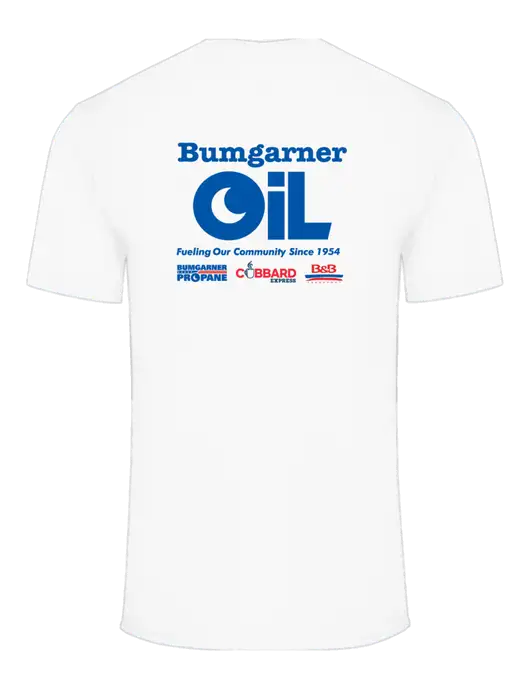 Core Blend White T-Shirt w/Bumgarner Oil Logo, Bumgarner Oil Logo