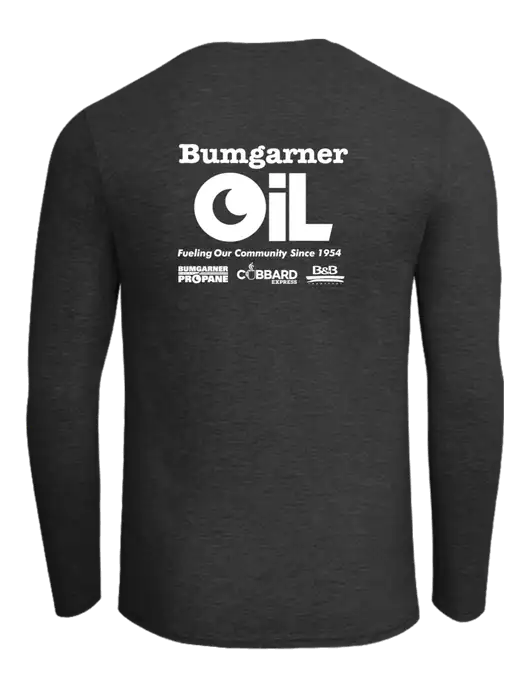 Ring Spun Dark Heather Grey 4.5 oz Long Sleeve T-Shirt w/Bumgarner Oil Logo, Bumgarner Oil Logo