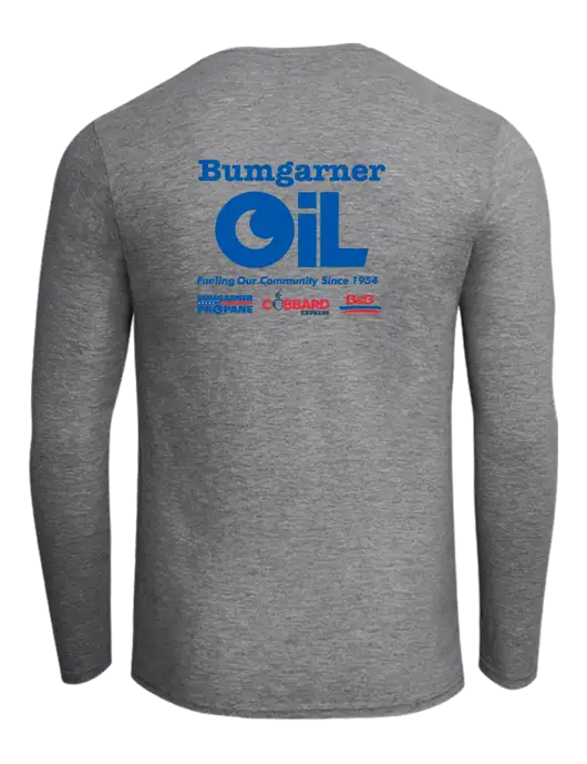 Ring Spun Light Heather Grey 4.5 oz Long Sleeve T-Shirt w/Bumgarner Oil Logo, Bumgarner Oil Logo