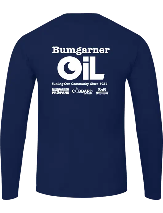 Ring Spun Navy 4.5 oz Long Sleeve T-Shirt w/Bumgarner Oil Logo, Bumgarner Oil Logo