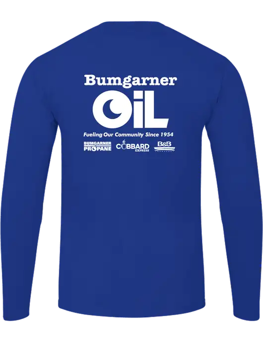 Ring Spun True Royal 4.5 oz Long Sleeve T-Shirt w/Bumgarner Oil Logo, Bumgarner Oil Logo