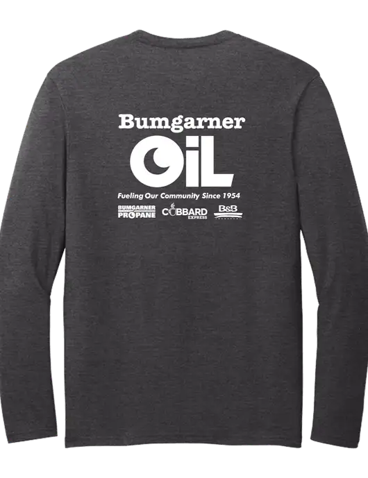 Seriously Soft Heathered Charcoal Long Sleeve T-Shirt w/Bumgarner Oil Logo, Bumgarner Oil Logo