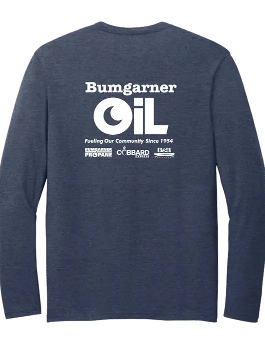 Seriously Soft Heathered Navy Long Sleeve T-Shirt w/Bumgarner Oil Logo, Bumgarner Oil Logo