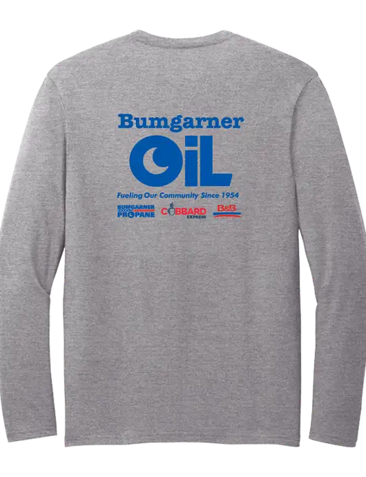 Seriously Soft Light Heathered Grey Long Sleeve T-Shirt w/Bumgarner Oil Logo, Bumgarner Oil Logo