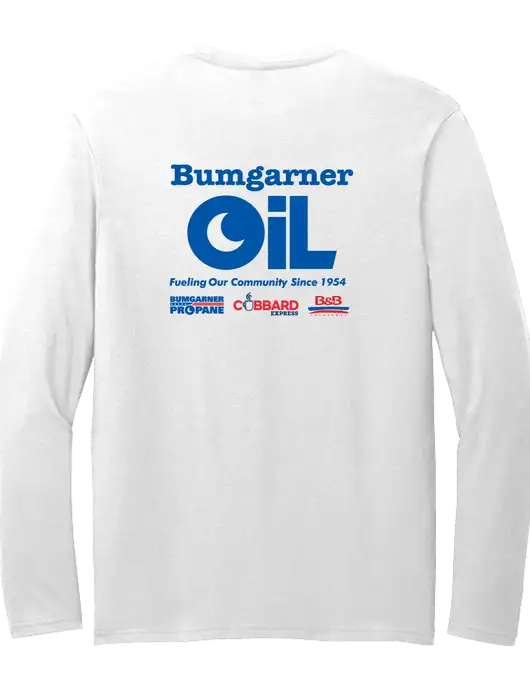 Seriously Soft White Long Sleeve T-Shirt w/Bumgarner Oil Logo, Bumgarner Oil Logo