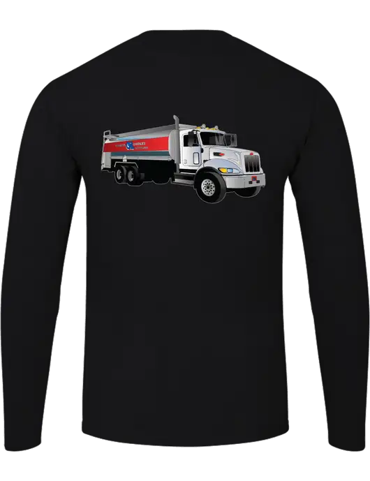 Ring Spun Jet Black 4.5 oz Long Sleeve T-Shirt w/Bumgarner Oil Truck Logo, Bumgarner Oil Logo