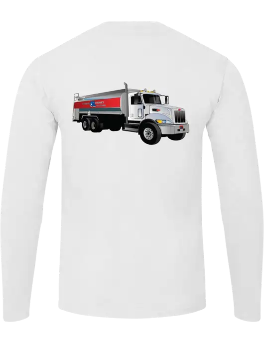 Ring Spun White 4.5 oz Long Sleeve T-Shirt w/Bumgarner Oil Truck Logo, Bumgarner Oil Logo