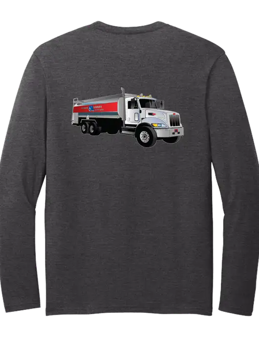 Seriously Soft Heathered Charcoal Long Sleeve T-Shirt w/Bumgarner Oil Truck Logo, Bumgarner Oil Logo