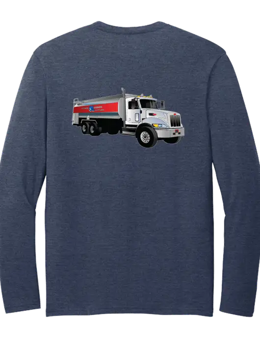 Seriously Soft Heathered Navy Long Sleeve T-Shirt w/Bumgarner Oil Truck Logo, Bumgarner Oil Logo
