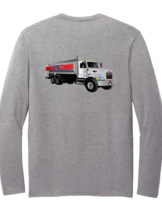 Seriously Soft Light Heathered Grey Long Sleeve T-Shirt w/Bumgarner Oil Truck Logo, Bumgarner Oil Logo