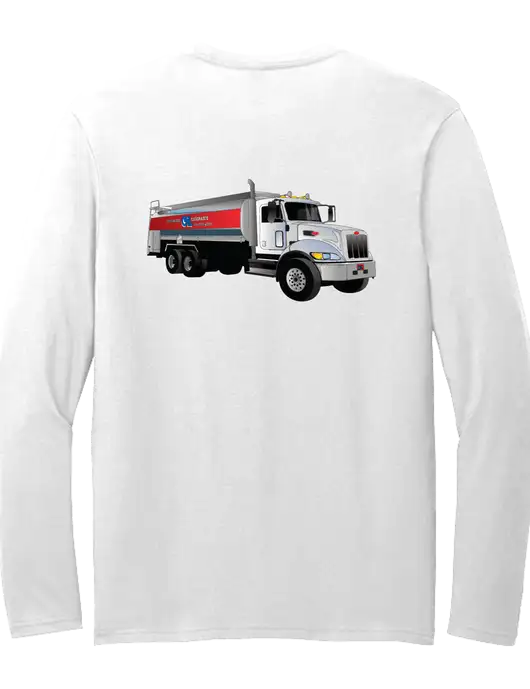 Seriously Soft White Long Sleeve T-Shirt w/Bumgarner Oil Truck Logo, Bumgarner Oil Logo
