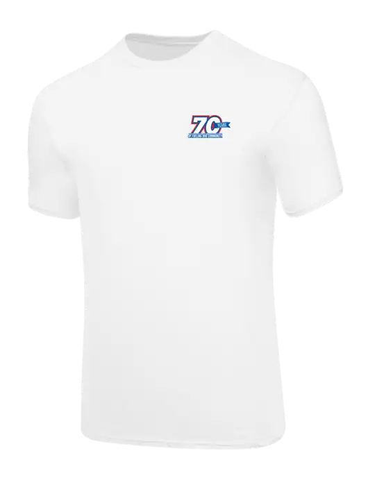 Core Blend White T-Shirt w/70 Year Design Logo
