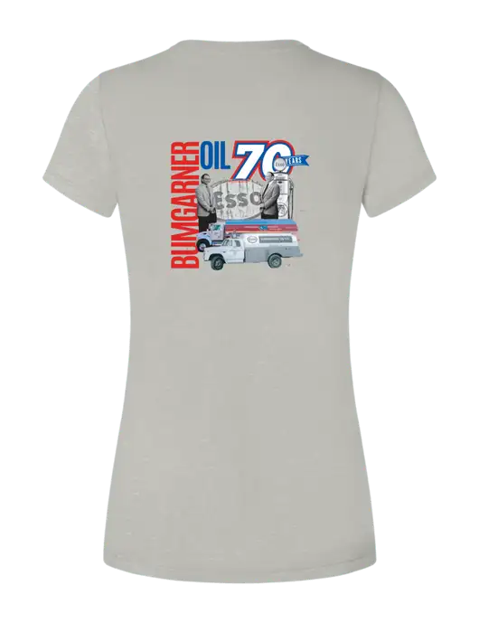 Womens Seriously Soft Light Heathered Grey T-Shirt w/70 Year Design Logo
